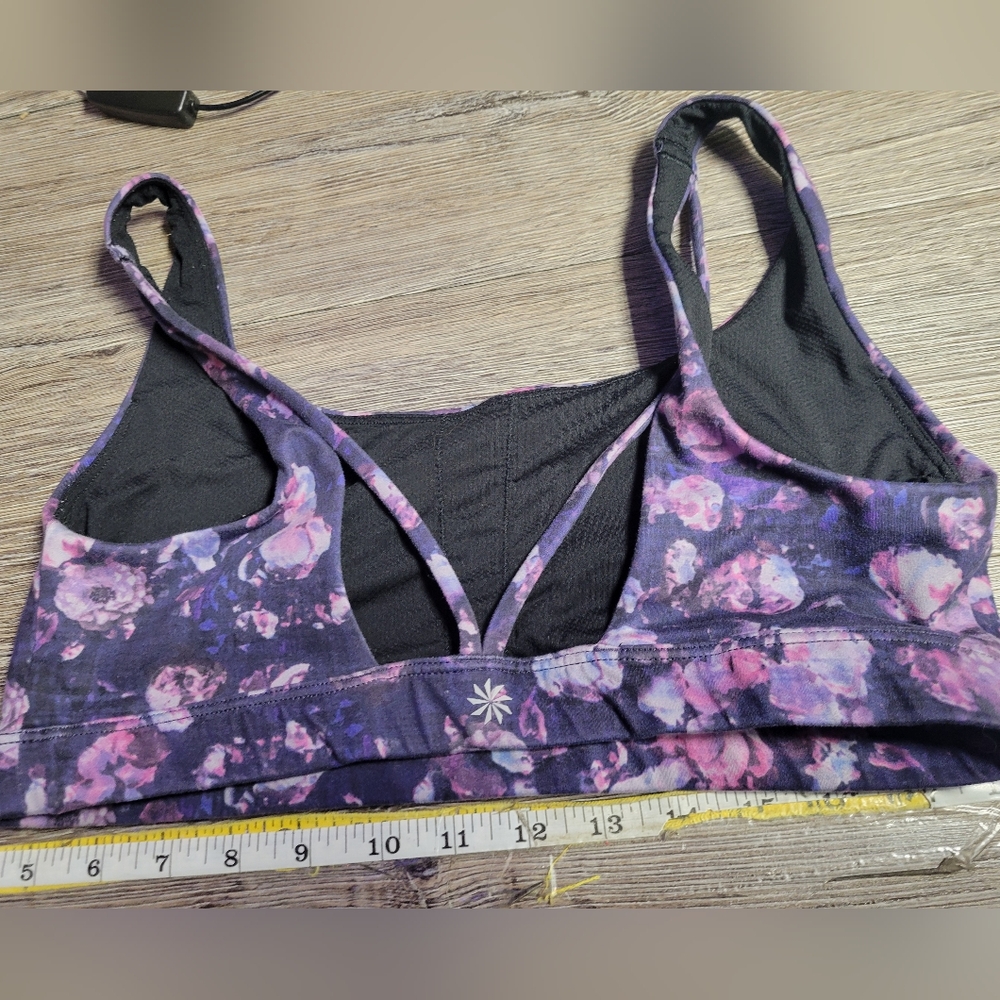 Athleta Purple Floral Sports‎ Bra Size Medium - Picture 2 of 3